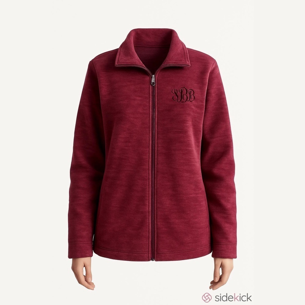 Old Navy casual fleece burgundy top jacket XXL full zipper side pockets collared